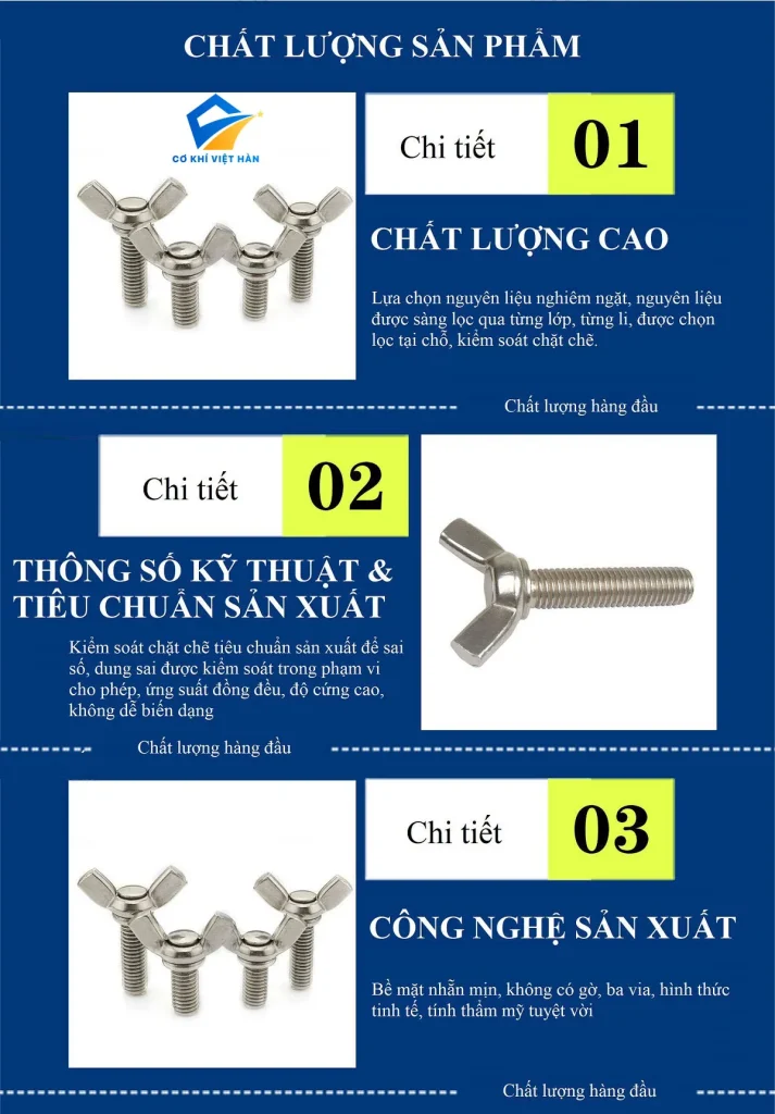 Bu lông inox tai hồng (tai chuồn) DIN 316