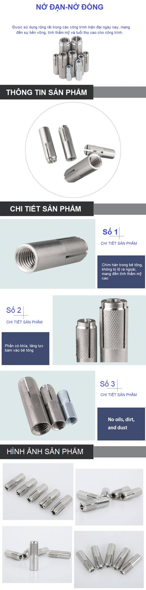 BU LÔNG NỞ ĐẠN INOX – NỞ ĐÓNG INOX - DROP-IN ANCHOR