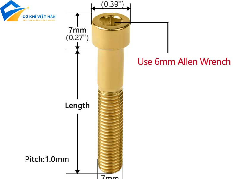 Bảng tra cứu kích thước đầu trụ DIN912